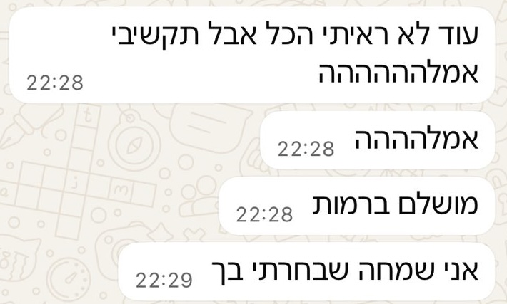 צילום מסך של הודעת לקוח 2